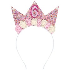 6th Birthday Crown Headband Birthday Decorations for 6 Year Old Girl Glitter