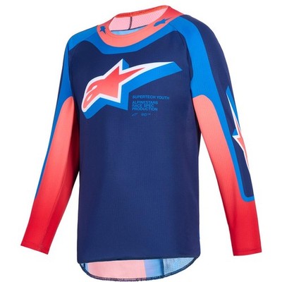 Alpinestars Kids MX Jersey Supertech Vista - Dunkelblau/Leuchtendes Korallenrot/