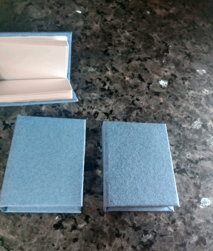 Menge 3 Miniatur leere blaue handgefertigte Notizbücher fester Einband funktionsfähig - Bild 5 von 5