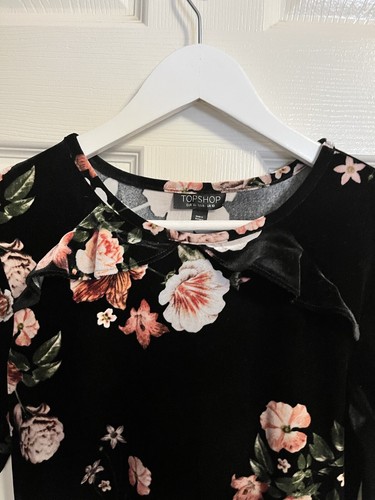 Ladies Top shop size 10 black floral short dress excellent condition Tie Sleeve - Picture 5 of 11
