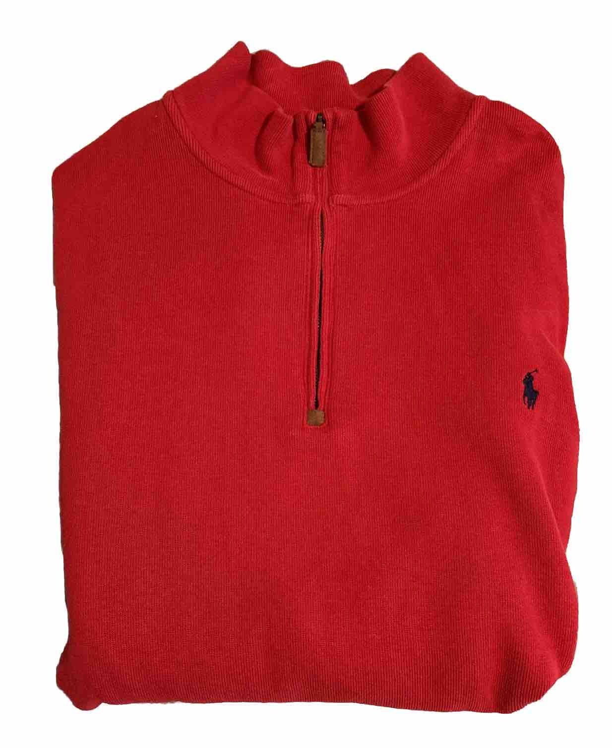 PONY Polo Ralph Lauren pullover 1 4 cerniera uomo manica a L rossa alta 2XLT lunga