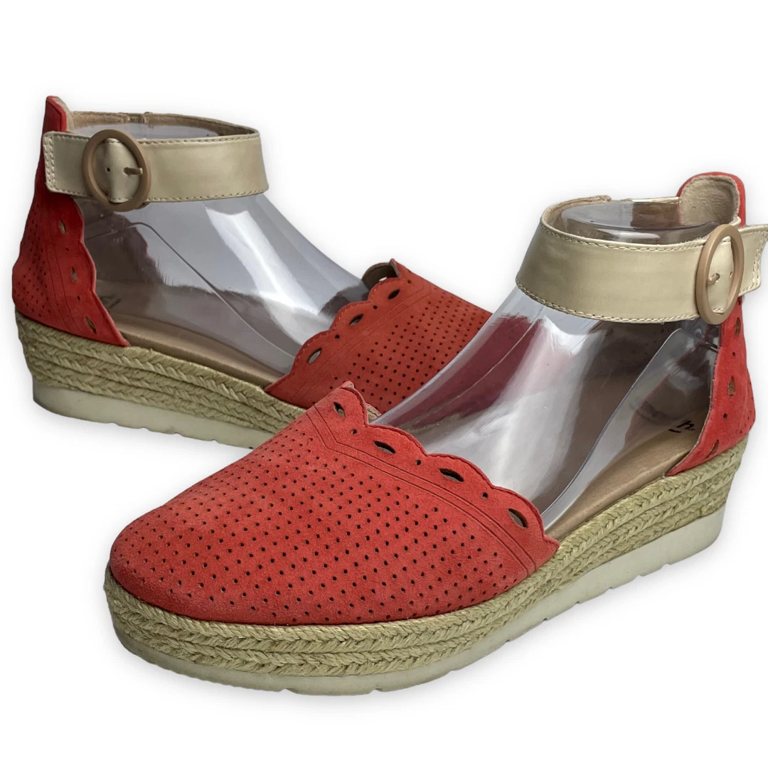 Earth Women s Modena Yarrow Espadrille Sandal Bright Coral Suede Size 9.5M