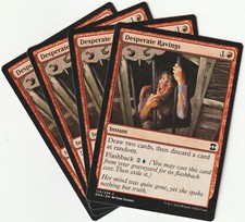 ✪ 4 MAGIC The Gathering DESPERATE RAVINGS Red Instant PLAYSET EMA/EN NM/EX