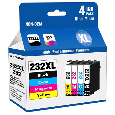 232XL Ink Replacement for Epson XP-4200 XP-4205 WF-2930 Printers (4-Pack)