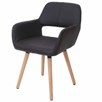 Esszimmerstuhl Stuhl Lehnstuhl HWC-A50 Ii, 50Er Jahre Design, Kunstleder Braun