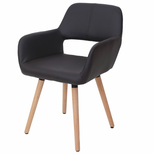 Esszimmerstuhl Stuhl Lehnstuhl HWC-A50 Ii, 50Er Jahre Design, Kunstleder Braun-image