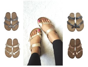 women's double buckle slide sandals