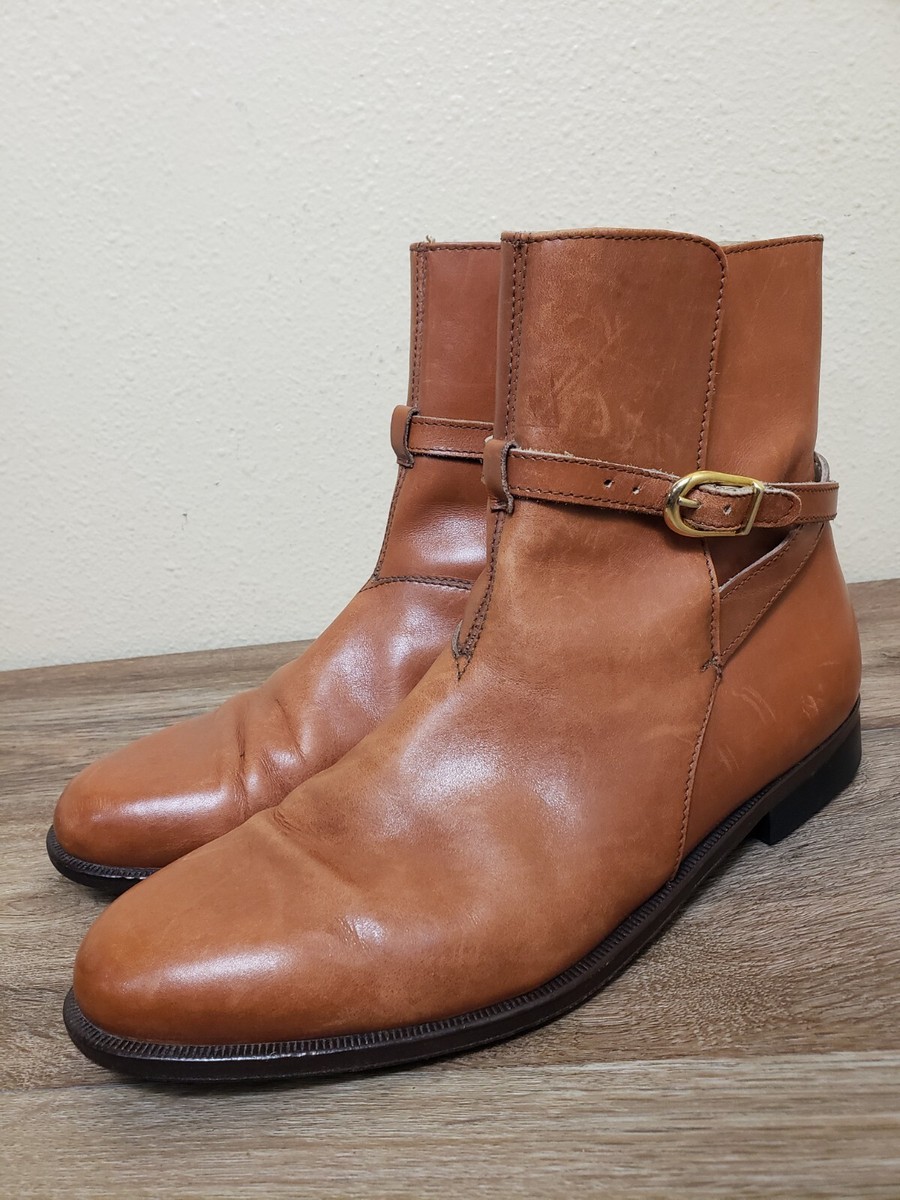 Mens US Size 9M J Peterman Brown Leather Ankle Boots Strap  display picture 3