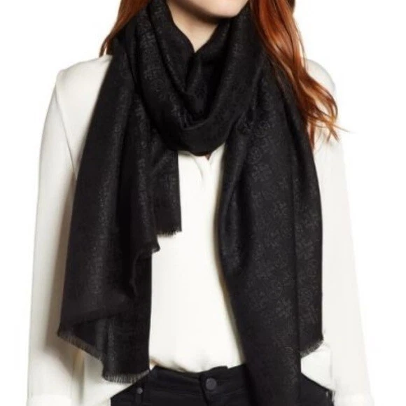 Tory Burch Mosaic Logo Jacquard Scarf Authentic - Image 4 of 4