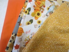 Lot of 5 Quilt cuts cotton fabrics -Fall Thanksgiving Orange Harvest 2 plus yard
