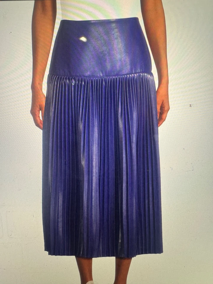 Nuevo con etiquetas Misook Falda de cuero azul marino y chaqueta a juego talla Foto 2 de 4