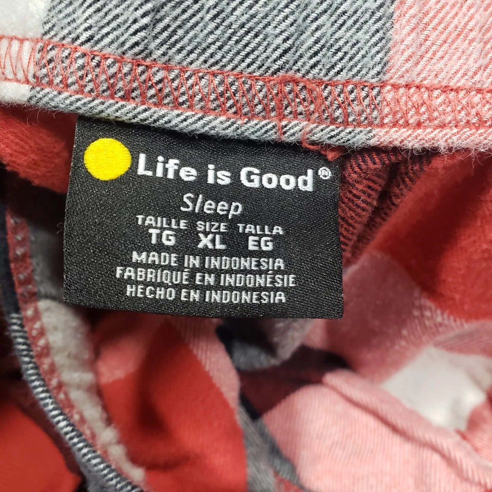 Pantalones de dormir Life Is Good para hombre XL rojos a cuadros cordón ocio Foto 4 de 4