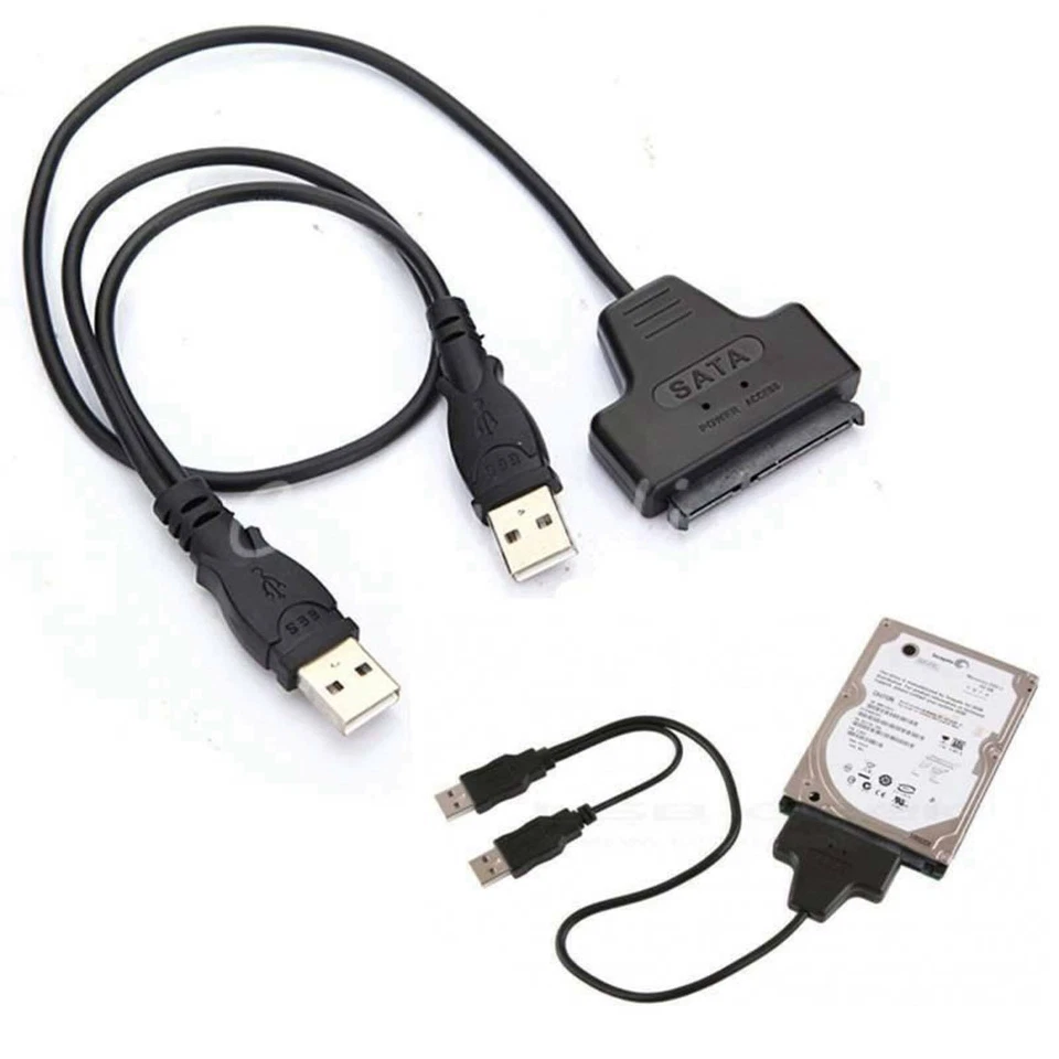 SATA 7+15 22 Pin to USB 2.0 Adapter Cable For 2.5 HDD Laptop Hard Disk Drive - Image 2 of 4