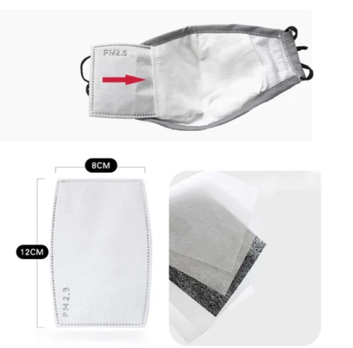 5/10/20 Grey Cotton Face Mask Washable Anti Air Pollution & Two PM2.5 Filters - Image 3 of 4