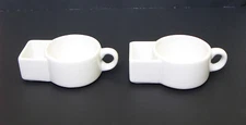 Set of 2 MSR Imports Ceramic Soup Bowls / Mugs w Cracker Holders, Handles, White