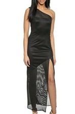 KEMPNER Womens Dress Size 2 One Shoulder Black Cocktail Full Length Black 