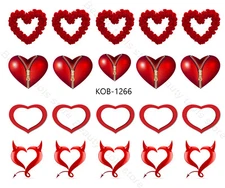 Nail art 3D decal stickers heart love valentine's day KoB-1266