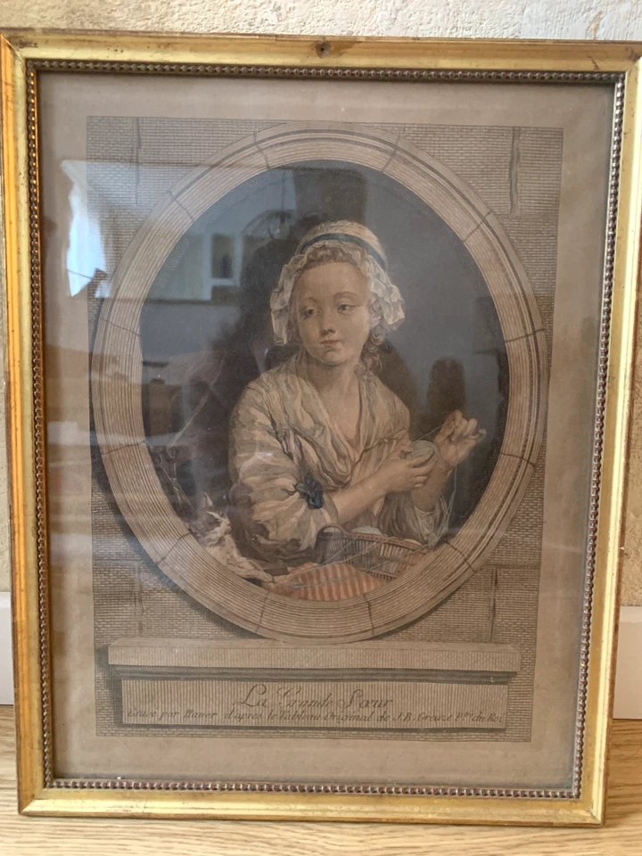 Paire de gravures anciennes 19ème "la grande et petite sœur" d'après JB Greuze - Photo 3/4