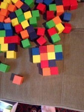 Lots Of Organic Hand Painted Wood Blocks Different Color For Practice Colors