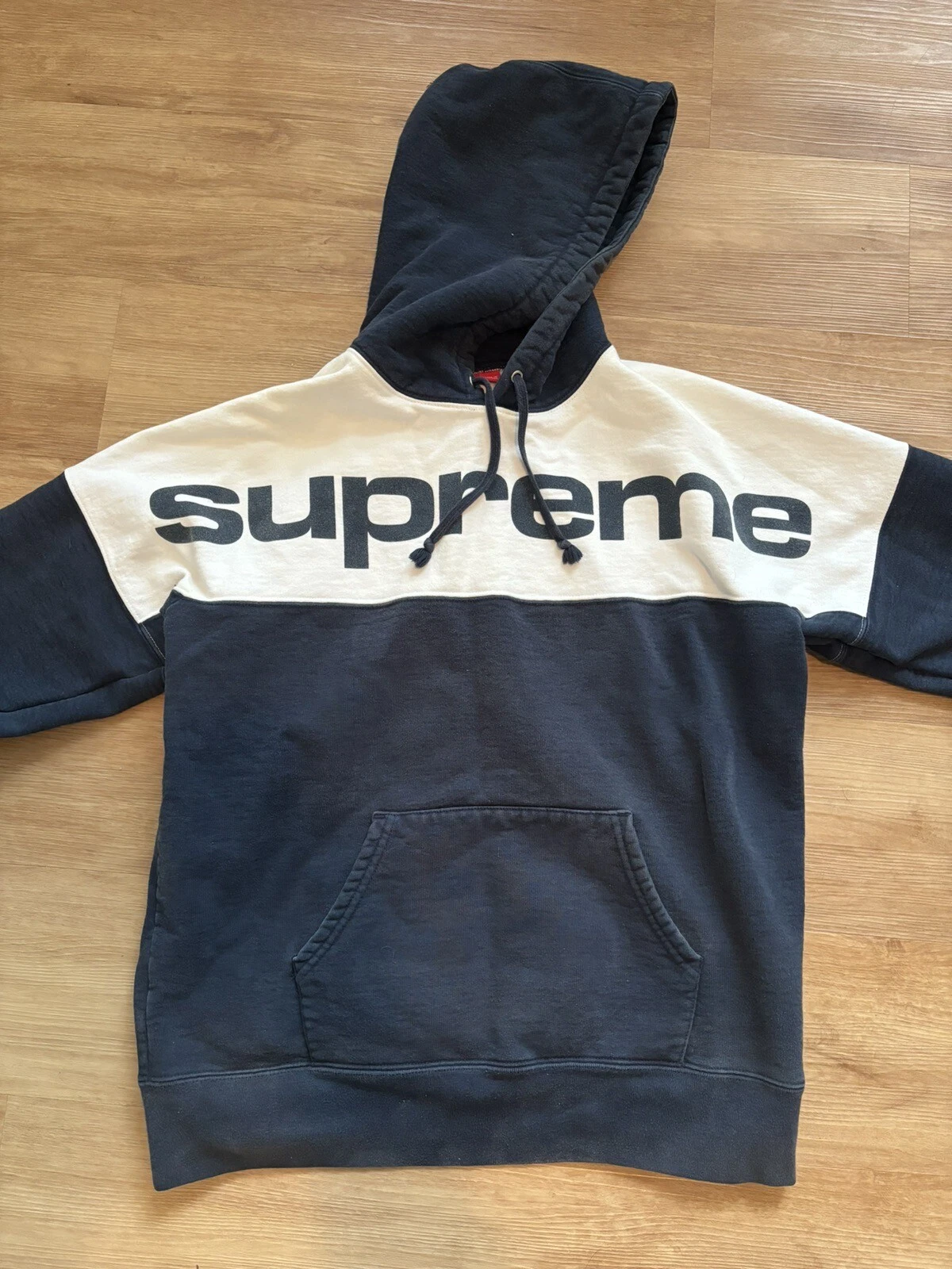 Sweat à capuche Supreme Color Blocked bleu marine FW17 taille L occasion