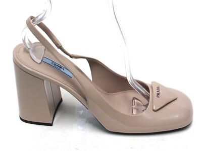 Prada Vernice Slingback Pump (Women's) - Nude - Sz 9.5 M