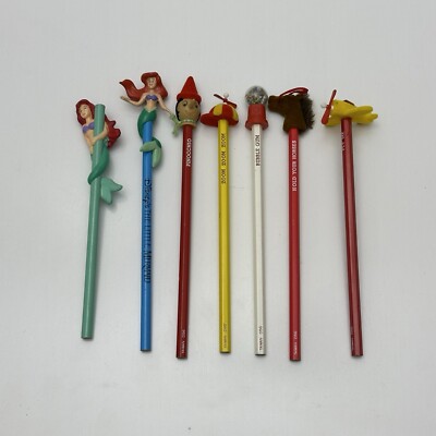 Vintage Novelty, Disney Pencils with Toppers LOT 80s 90s