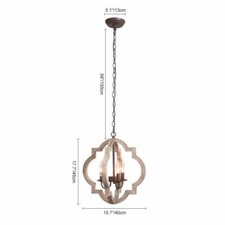 Wood Round Farmhouse Rustic 3 Light Geometric Pendant Light 15.7x15.7x17.7inch