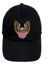 Levi Straus Vintage Black Eagle Logo Hat Cap Snapback Red Tag Rare