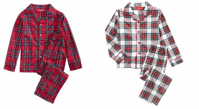 Family Pajamas Unisex Kids Boys or Girls Two-Piece Plaid PJs Assorted Colors