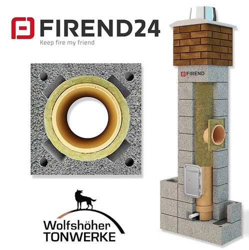 Schornstein Bausatz H 4-12m ⌀ 160, 180, 200mm Keramik Isoliert Kamin Esse 36x36 - Bild 1 von 11