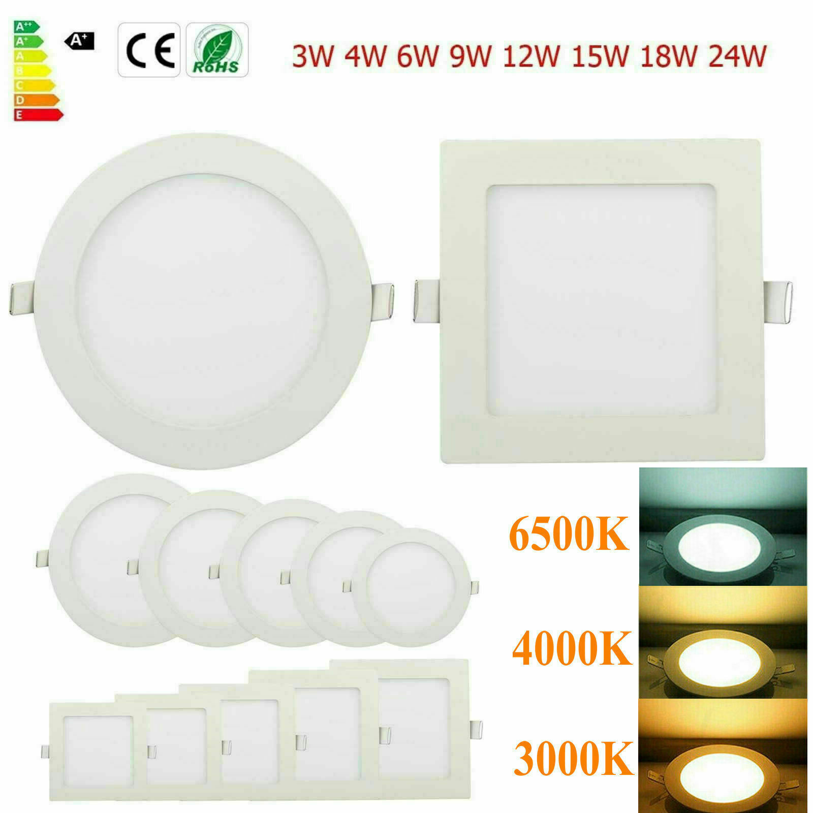 6W 9W 12W 15W 18W LED Recessed Ceiling Panel Down Lights Bul