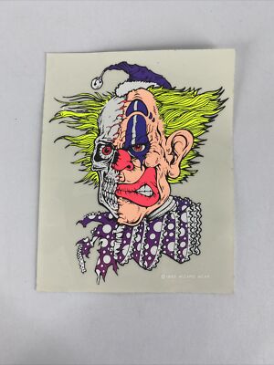 RARE Vintage 1993 Wizard Wear Joker Clown Neon Blacklight Sticker 4'' x 5''