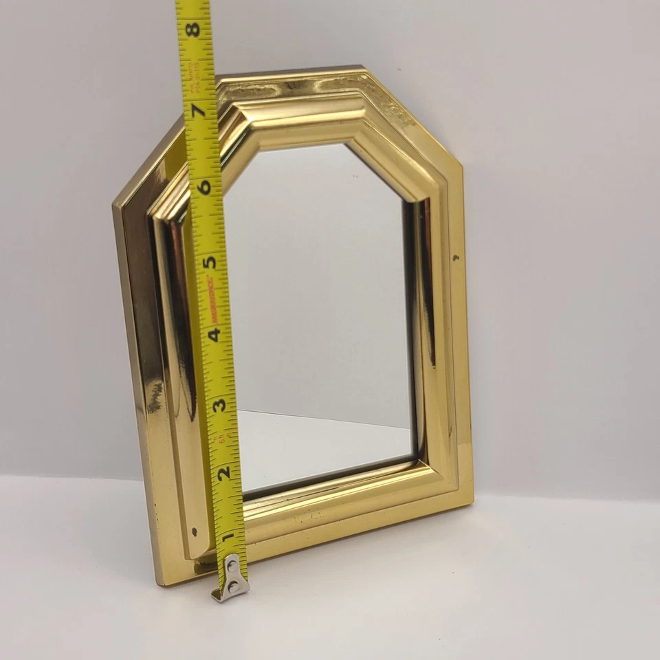 Espejo Burwood Products 2808 - 3B geométrico EE. UU. 1978 tono dorado de colección Foto 4 de 4