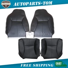 4PCS Front Leather Seat Cover Black For 1999 2000 2001 Dodge Ram 1500 2500 3500