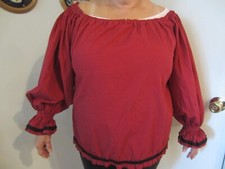 Womens Cosplay Gothic Renaissance Medieval Costume Red Long Sleeve Shirt Large