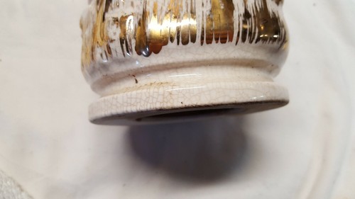 Vintage Flower Ceramic Gold Trim Lamp Body ONLY No Wiring No Base No Light *Worn - Picture 6 of 11