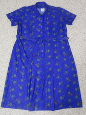 Vintage Nancy Frock Wear Anywhere Dress 18 1/2 Floral Paisley Short Sleeve Belt