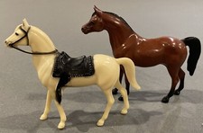 2 Vintage Hartland Miniature Horse White And Brown