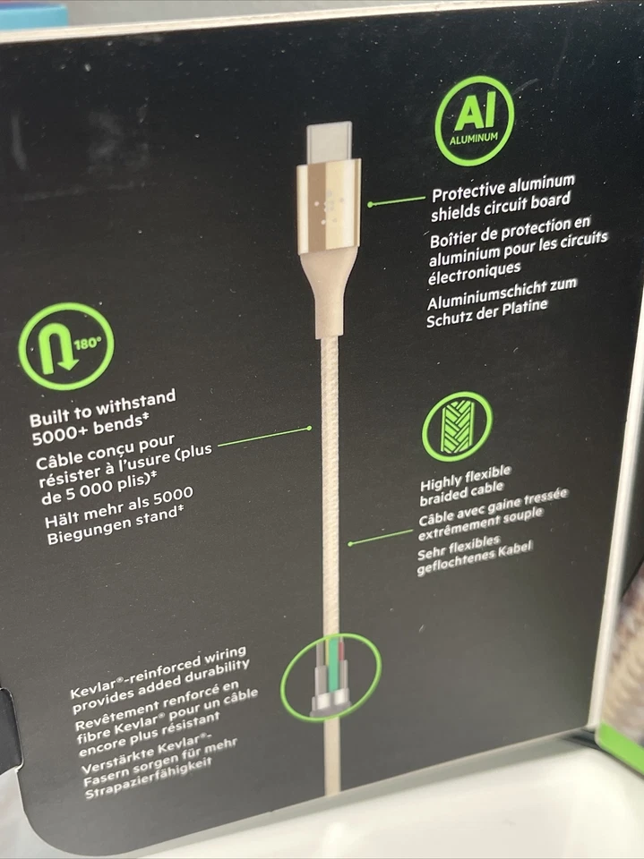 Cable Belkin MIXIT DuraTek 4 pies USB-C dorado Foto 4 de 4
