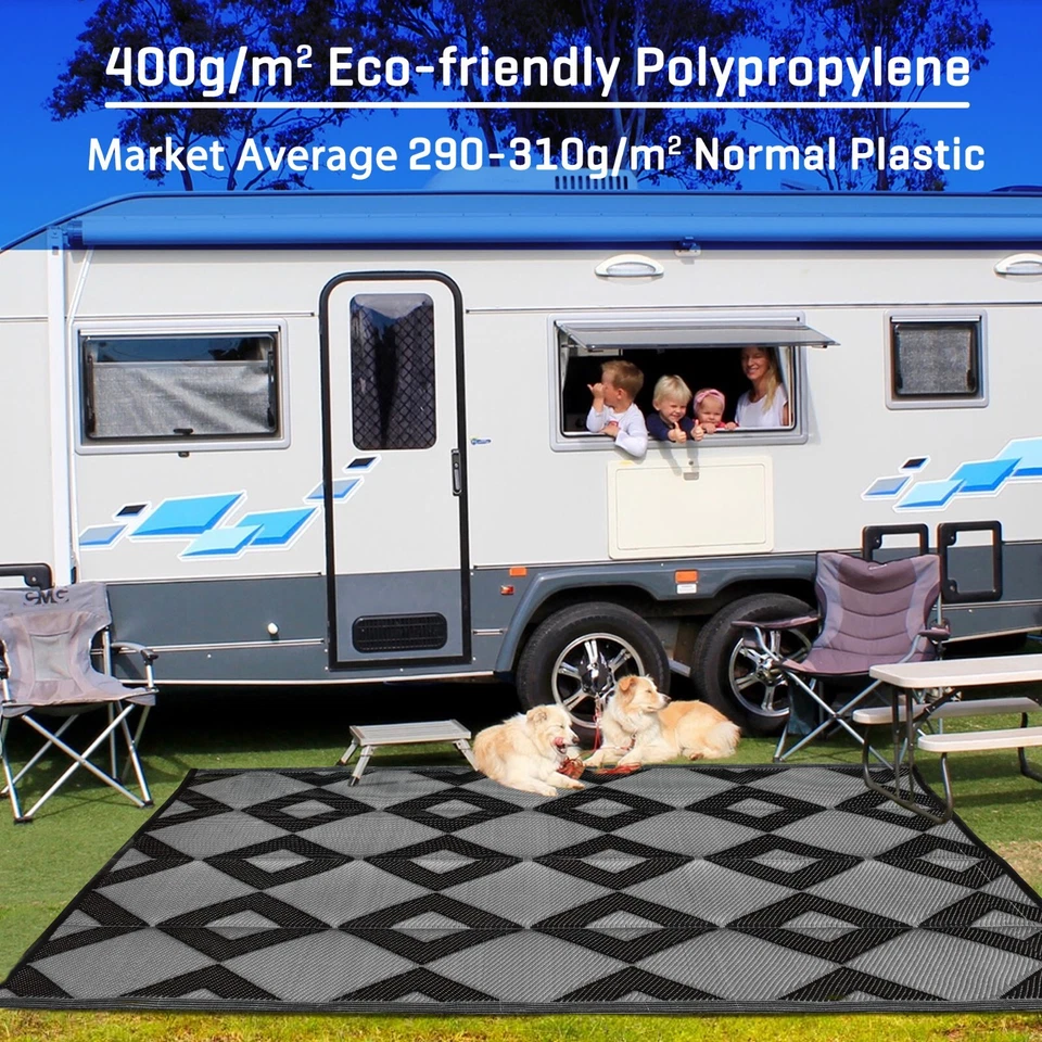 Alfombras de exterior (9x12) camping, playa, cubiertas y todos los lugares (nuevo Geo Gry Blc) Foto 3 de 4