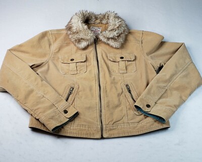 Chaqueta Abrigo Aeropostale AE Mujer Talla XL Pana Tostado