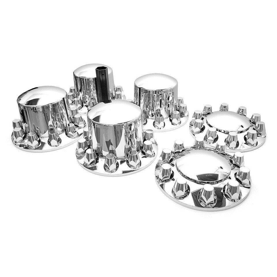 Dome Front & Rear 33mm Chrome Hub Cover Semi Truck Wheel Kit Axle Cover