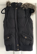 Womens New Look Hudson & Rose Navy Blue Fur Gilet Jacket - Size 10
