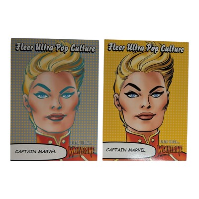 2023 Fleer Ultra Wolverine Pop Culture Captain Marvel #PC-1 #PC-4 
