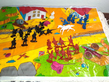 American Revolution Play Set 29 Pieces Toy Soldiers Plastic Mat Americana Scene