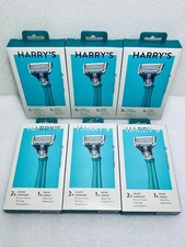 Lot of 6 New - HARRY'S TROPICAL GREEN Razor Handle + 2 / 5-Blade Cartridges