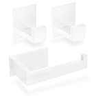 1x Toilettenpapierhalter + 2x Handtuchhaken Badezimmerset selbstklebend Weiss