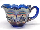 Fenton carnival glass Creamer, orange tree pattern scalloped edge vintage