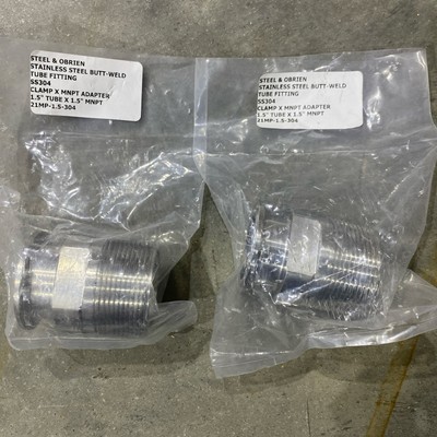 Lot of 2 - STEEL & OBRIEN 21MP-1.5-304 1-1/2'' Clamp End x Male Pipe Thread