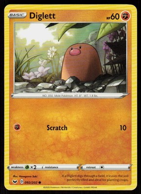 Diglett 092/202 Common Sword & Shield Pokemon Near Mint